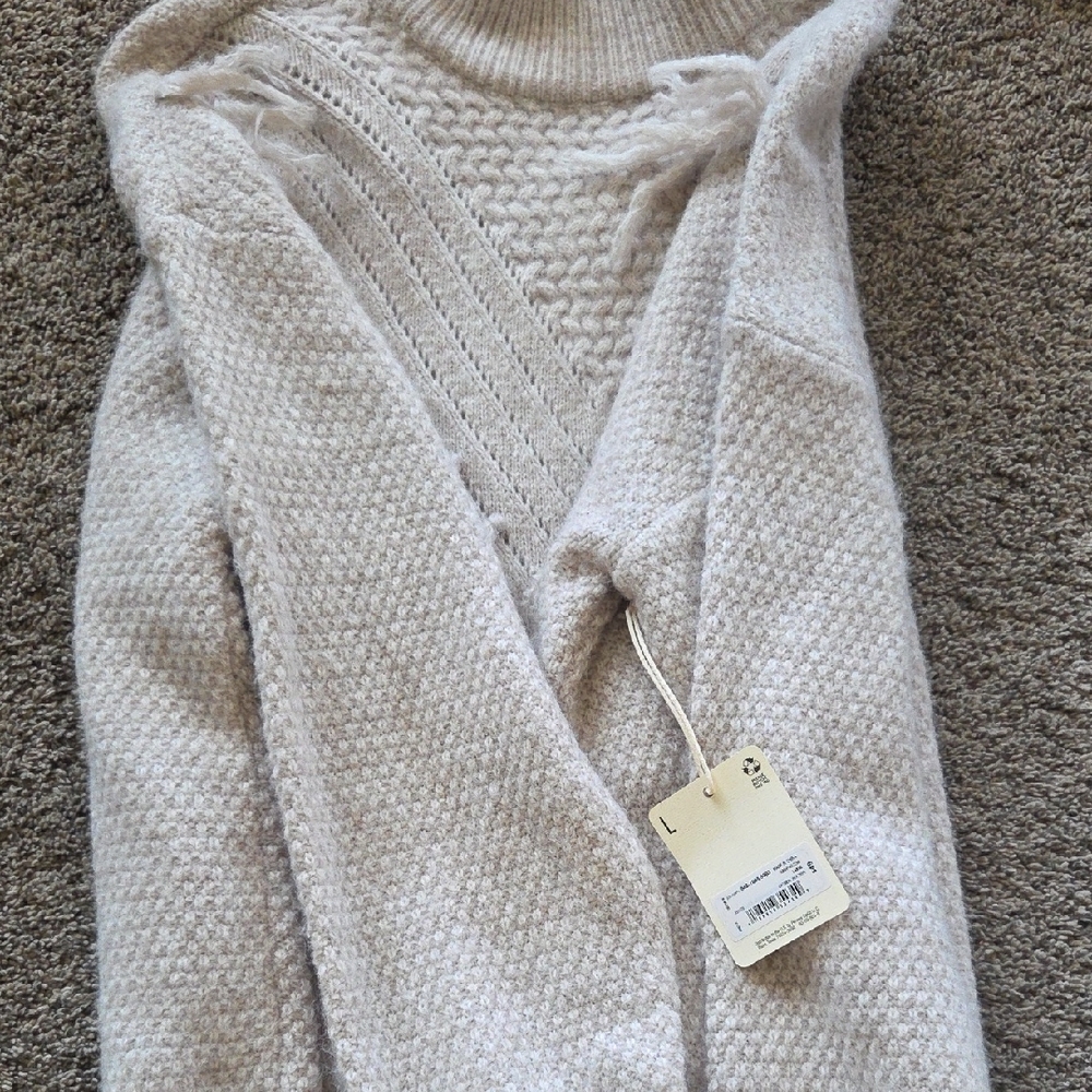 a.n.a Cream Textured Turtleneck Sweater